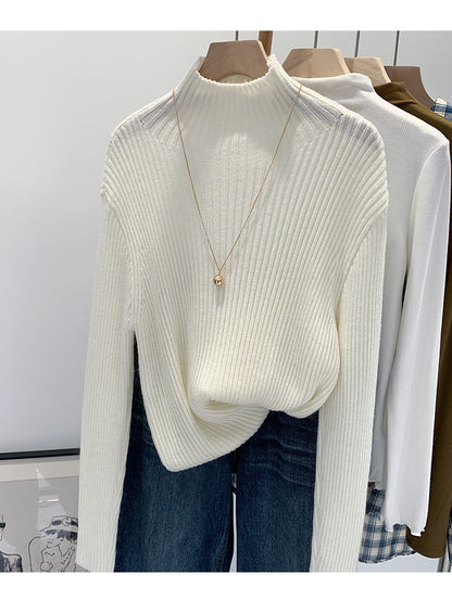 2024 Half-high Collar Western-style High-end Knitted Base Shirt Women's Autumn and Winter Unique and Beautiful Inner Slim-fit Small Top