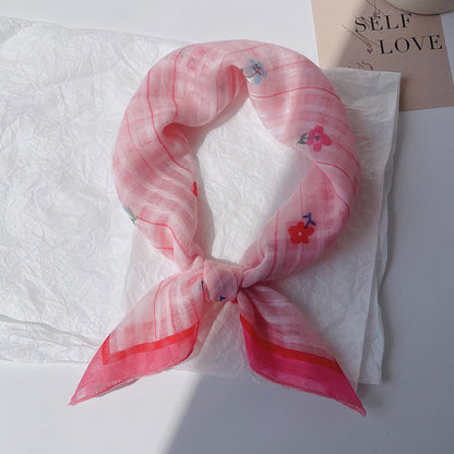 Upgraded Japanese cotton and linen square scarf 58x58 breathable all-match pastoral style floral photo matching scarf headscarf for women