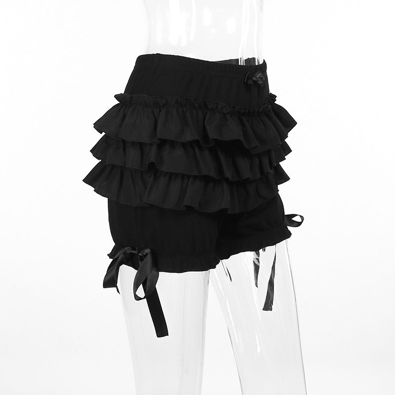 AltGoth Mall Goth Hotsweet Shorts Women Aesthetic Y2k E-girl Cute Sweet Fairycore Grunge Lace Bow Patchwork High Waist Shorts
