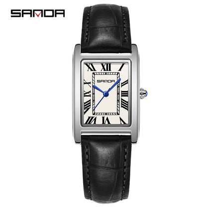 Sanda Live Hot Couple Watch Vintage Square Quartz Watch Waterproof Roman Scale Men's and Women's Watches