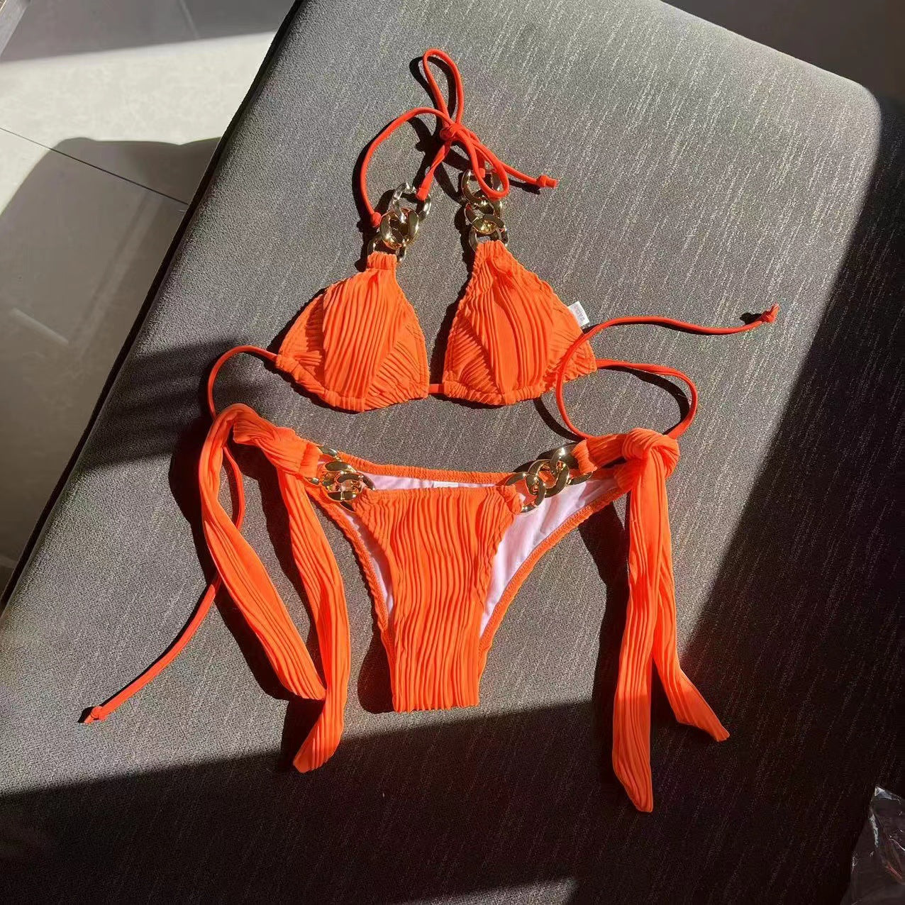 2025 European and American Sexy New Split Swimsuit Chain Bikini Swimsuit Bikini Cross-Border Export Amazon