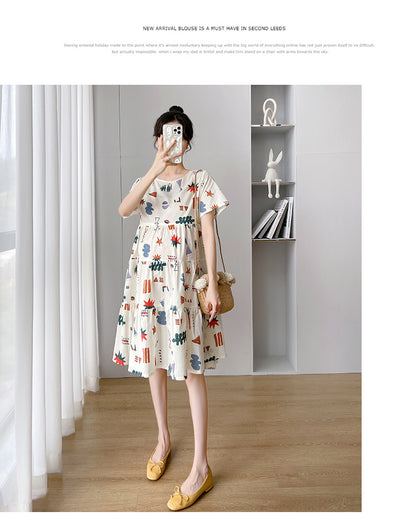 Maternity Summer dress 2024 New Fashion Western Style Loose Pregnant Women dress Hot Mom Loose Pregnant Women Skirt