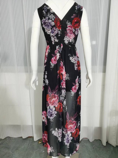 Dress Summer 2023 New Independent Station Wish Amazon Chiffon Print Strap Skirt Foreign Trade Women's Skirt