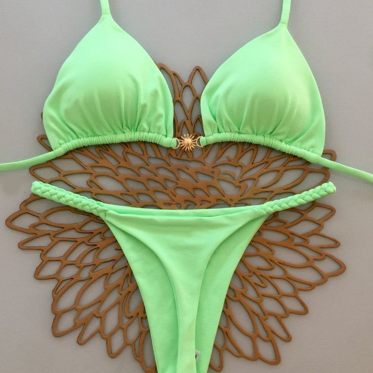 2025 European and American New Cross-Border Amazon Split Bikini Sexy Brazilian Bikini Export Beach Swimsuit