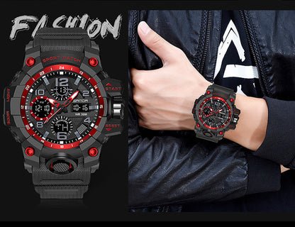 Sanda Hot-Selling Watch Korean Version Student Party Multi-Functional Waterproof Alarm Clock Electronic Watch Cool Dual Display Luminous Sports Watch