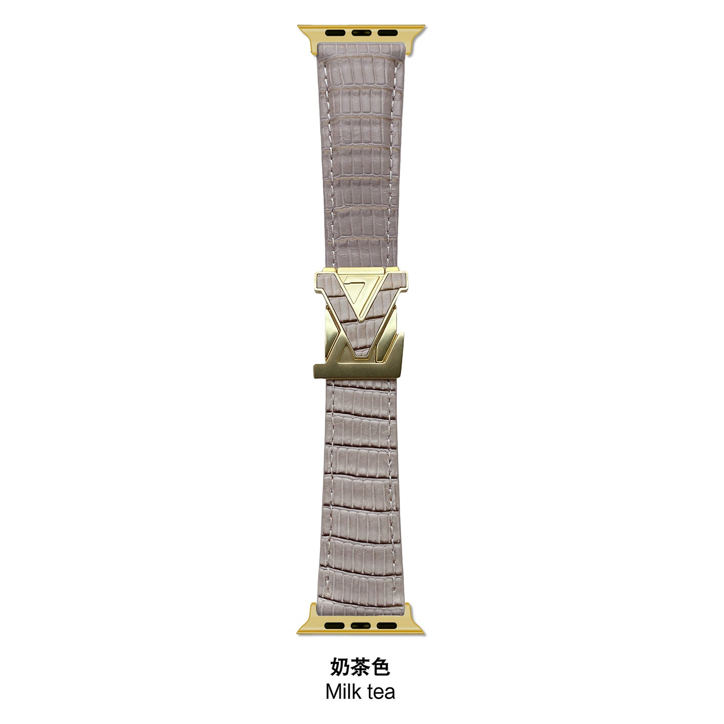 Suitable for Apple Watch 678910 Generation V-Shaped Magnetic Buckle Strap iWatch S11 Lizard Pattern Plaid Leather Wristband