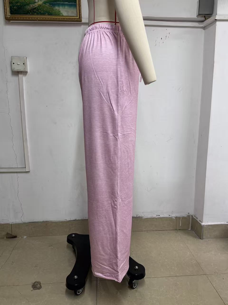 In-Stock European and American Cross-Border Amazon Independent Site Women's Solid Color Drawstring Waist Soft Knit Loose Casual Pants