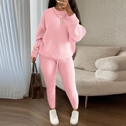 European and American Amazon hot sale fashion casual knitted suit trousers suit foreign trade Women's wool suit