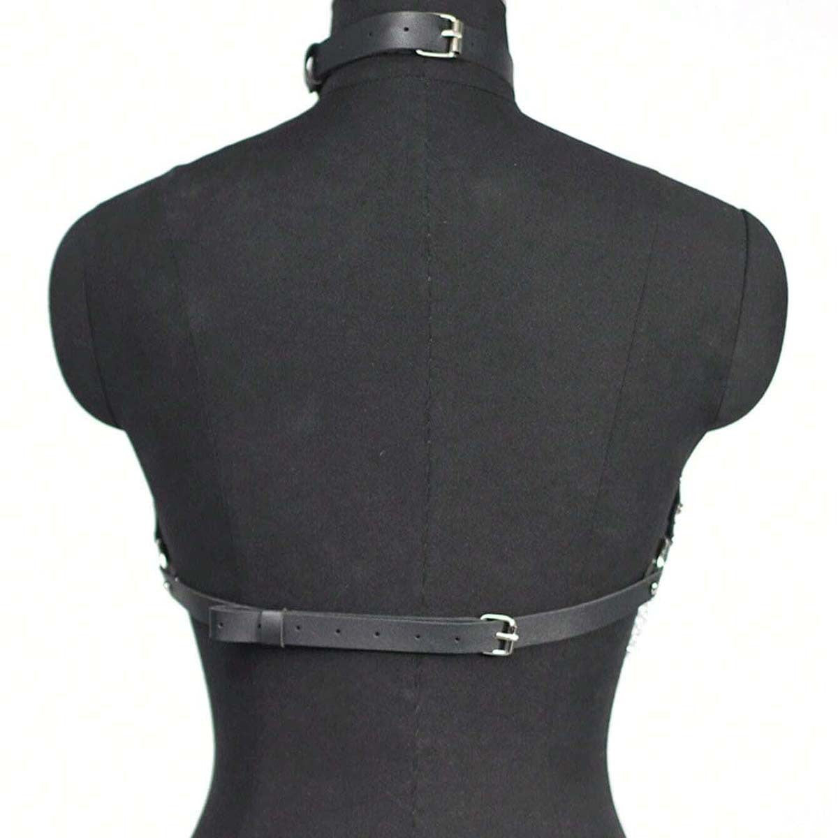 New Cross-Border European and American Sexy Concave Shape Chest Chain Sexy Collar Chain Leather Restraint Nightclub Clothing Accessories