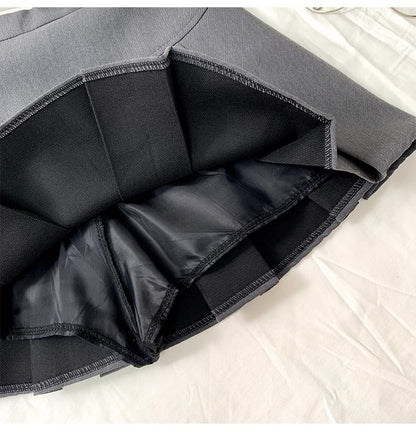 Grey Pleated Skirt Women's Spring and Autumn High Waist Skirt Design Sense Slimming All-match Anti-glare A- line Skirt 2024 New Style