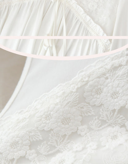 Women's long-sleeved nightdress spring cotton court style French lace princess temperament long pajamas can be worn outside home wear autumn and winter
