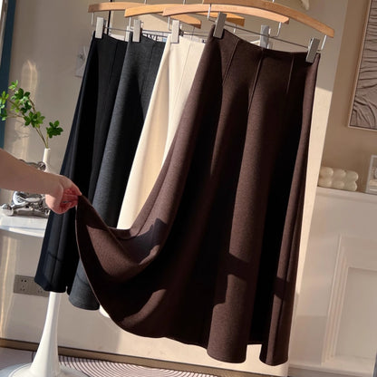 fleece-lined Thickened Acetic Acid Wool Skirt Women's Autumn and Winter High Waist All-match Mid-length A- line Umbrella Skirt Slimming