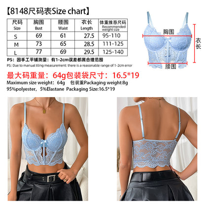 Amazon Sexy Hollow-Out Bra European and American Style Lace See-Through New Hot Girl Camisole Top Summer Top for Women