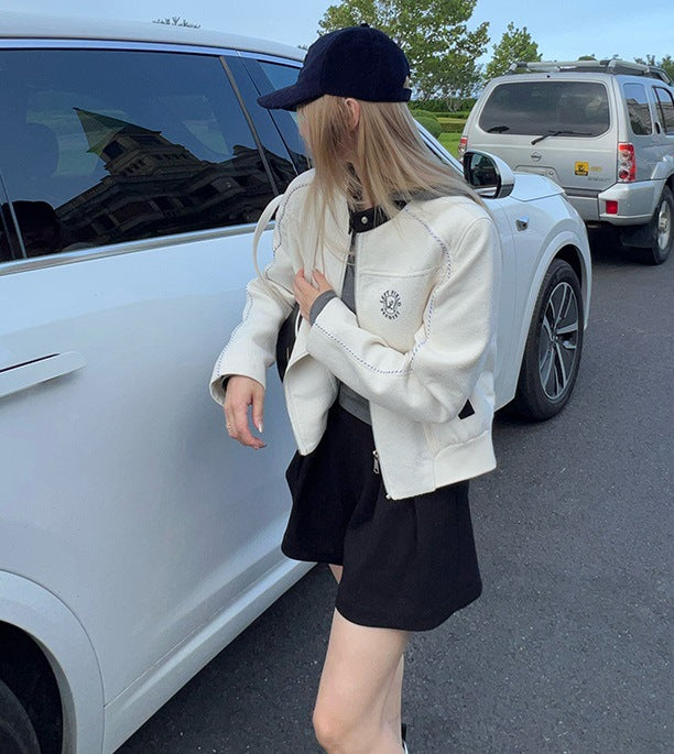 Red Rabbit og Fragrant Embroidered Baseball Coat Women's New All-match Slim-fit Slimming Casual Top