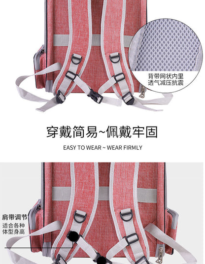 Cat Carrier for Spring and Summer, Large Capacity Pet Carrier for Carrying on the Back, Portable Handbag, Foldable Dog Carrier, Breathable for Dogs