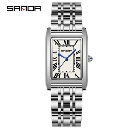 Sanda Live Hot Couple Watch Vintage Square Quartz Watch Waterproof Roman Scale Men's and Women's Watches