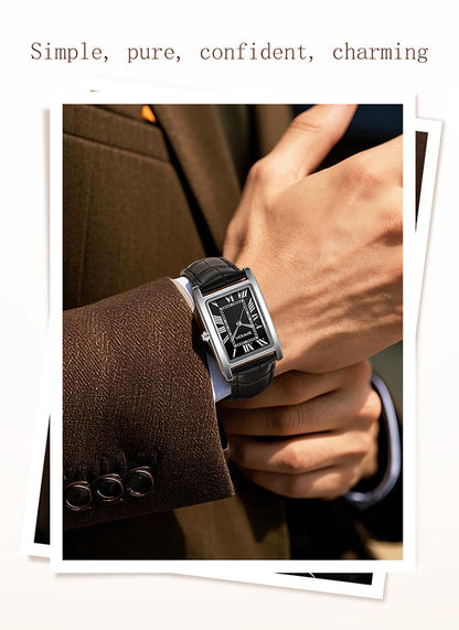 Sanda Live Hot Couple Watch Vintage Square Quartz Watch Waterproof Roman Scale Men's and Women's Watches
