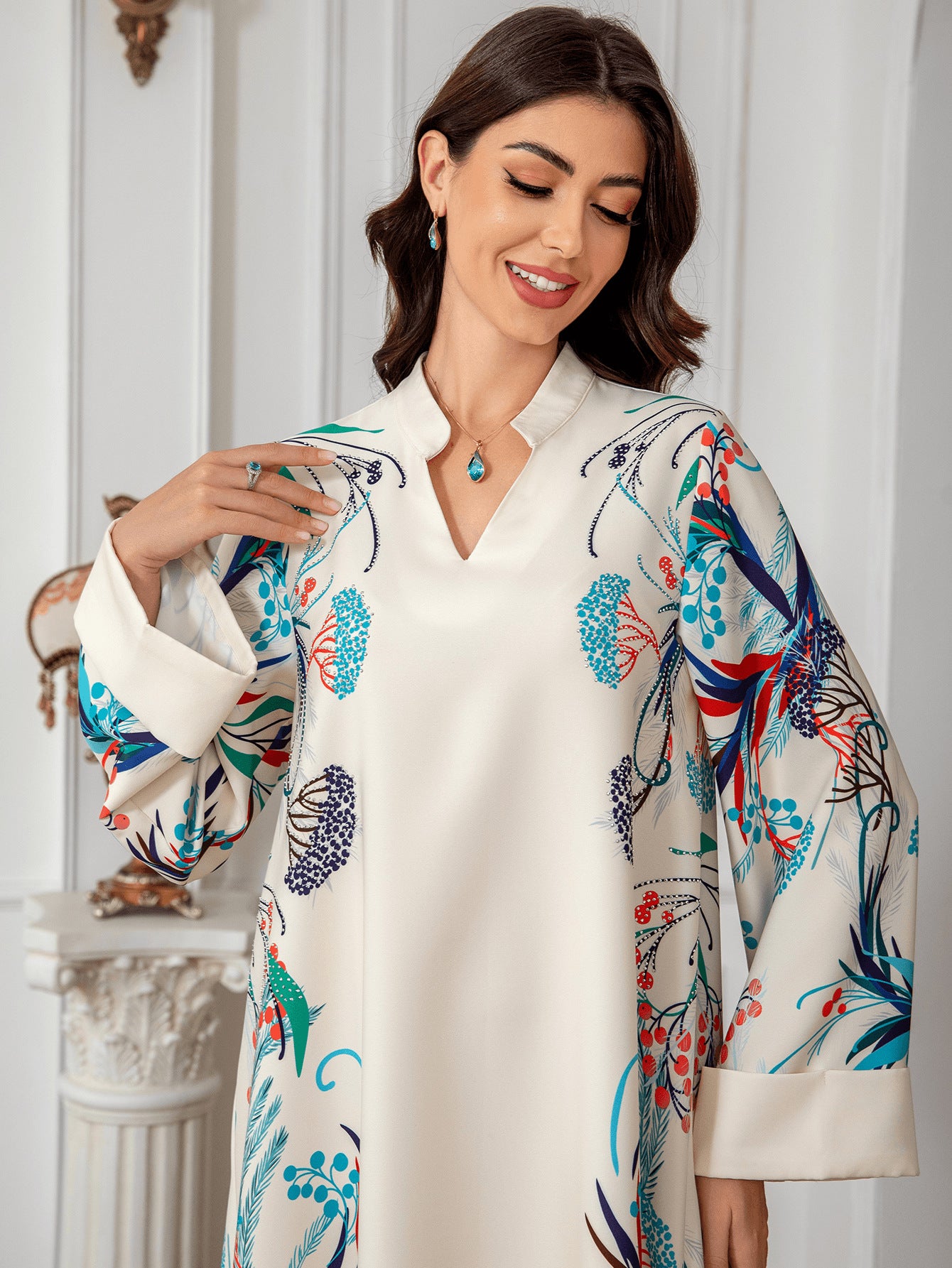 Sw0814 Cross-Border Women's Clothing Long Robe European and American Women's Long Dress Abayas Cross-Border Women's Clothing