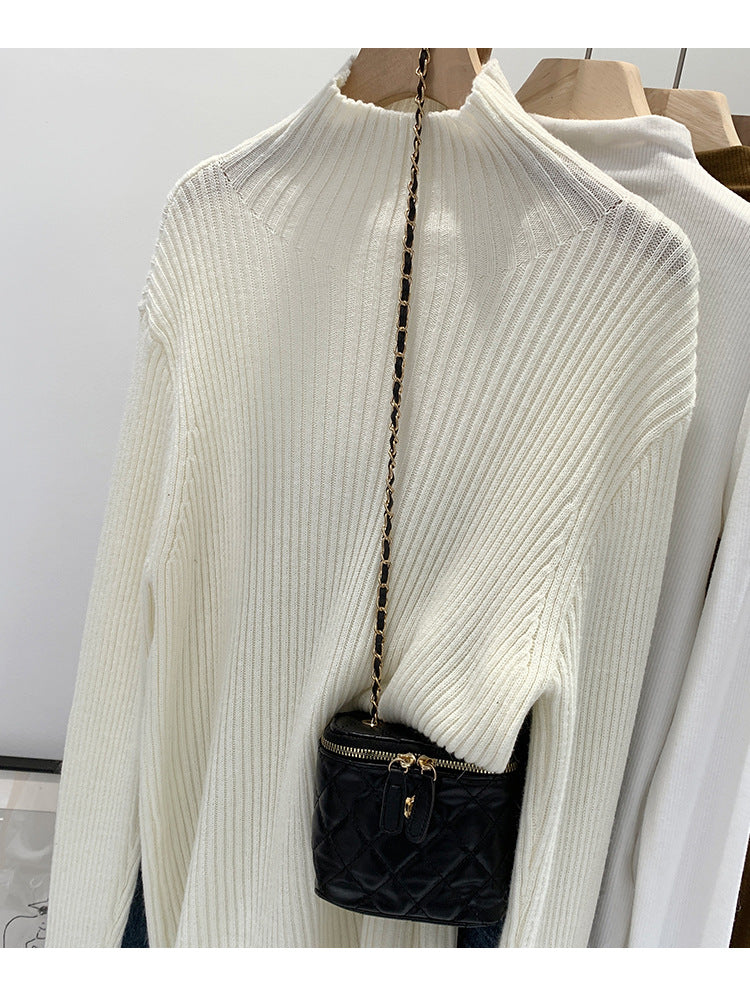 2024 Half-high Collar Western-style High-end Knitted Base Shirt Women's Autumn and Winter Unique and Beautiful Inner Slim-fit Small Top