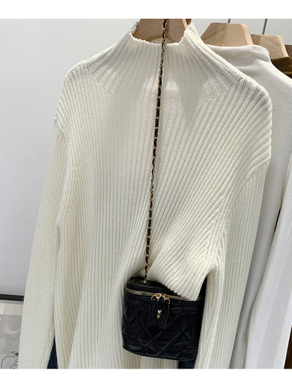 2024 Half-high Collar Western-style High-end Knitted Base Shirt Women's Autumn and Winter Unique and Beautiful Inner Slim-fit Small Top