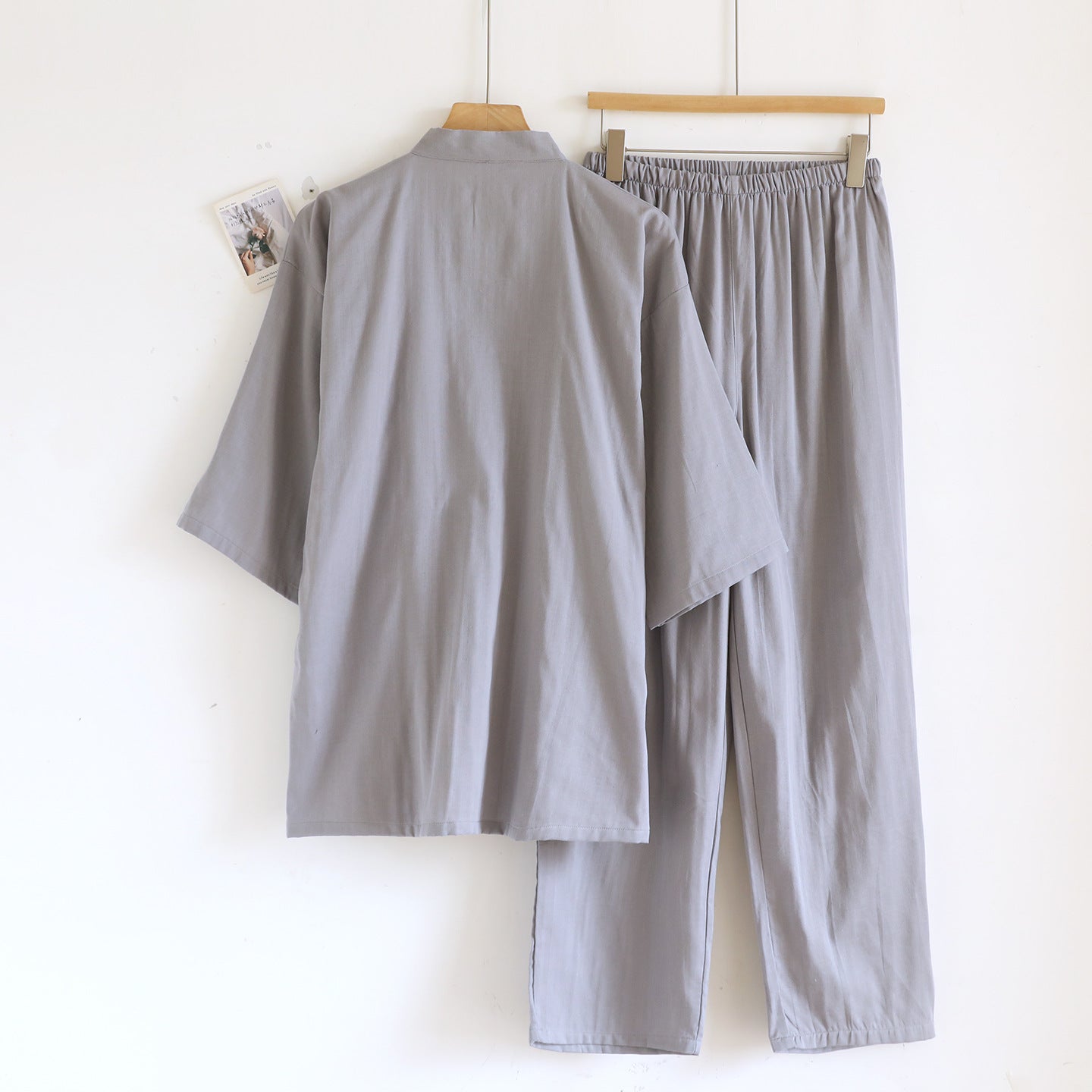 Kimono Robes Pajamas Set for Spring Autumn and Summer Thin Men's Cotton Loose Fit Large Size Half Sleeve Sleepwear Set