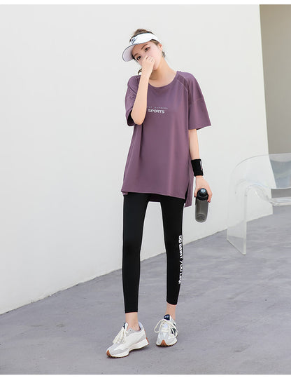 Sports suit Women's Yoga Fitness Clothes Running Gym Summer Breathable plus size chubby girl Belly Covering Slim Loose