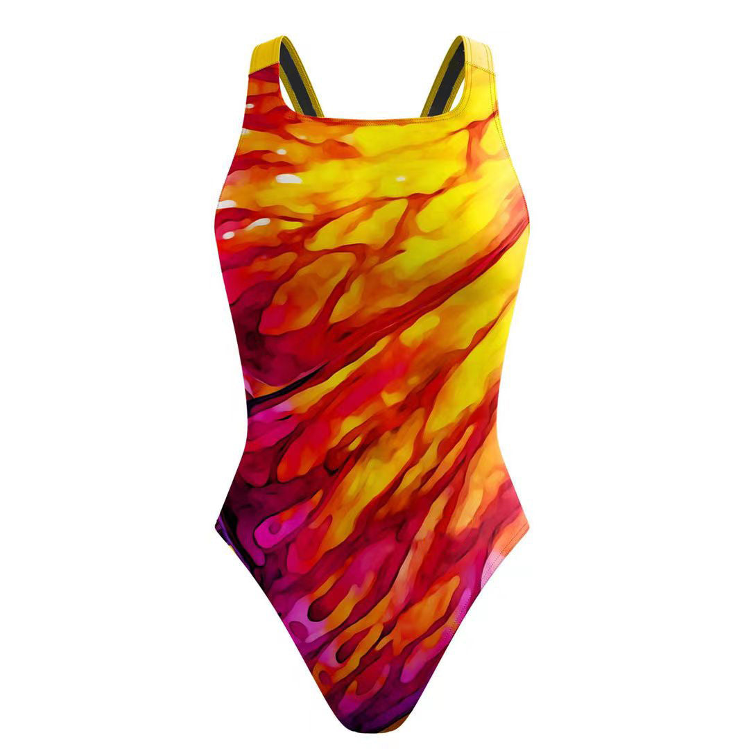 2025 new European and American one-piece bikini cross-border digital printed swimsuit AliExpress tight racing swimsuit for women