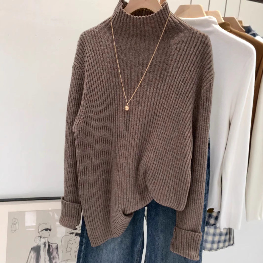 2024 Half-high Collar Western-style High-end Knitted Base Shirt Women's Autumn and Winter Unique and Beautiful Inner Slim-fit Small Top