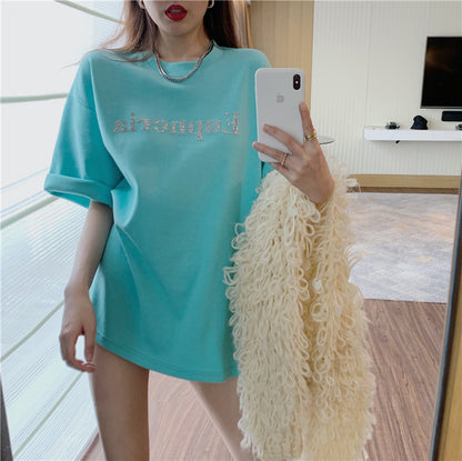 Smiley Face Print Loose Short-Sleeved T-Shirt for Women Spring and Summer New Casual Bottoming Shirt Women's Round Neck Top Dropshipping