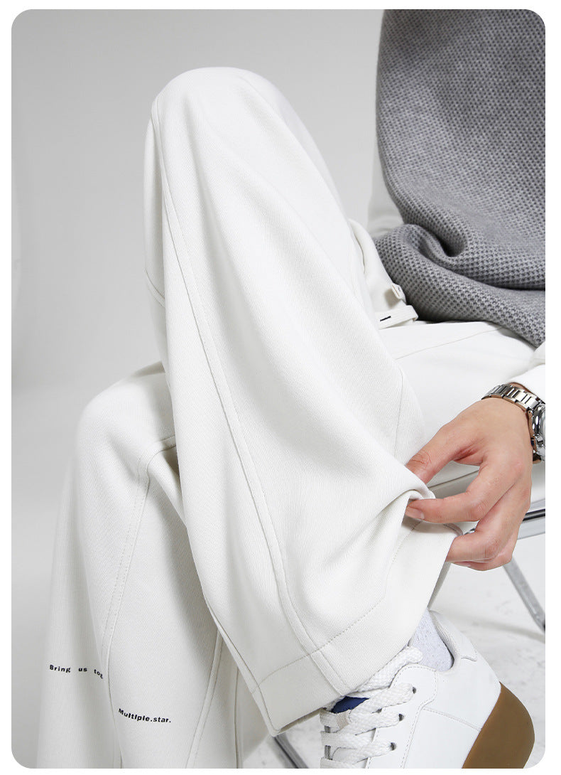 Fall/Winter Machete Pants Men's New Fashionable Brand Loose Wide-leg Sports Pants Sweatshirt Pants Dipper Straight Pants fleece-lined Casual Pants
