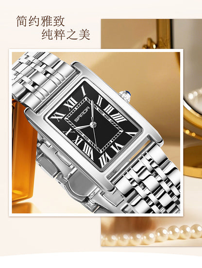 Sanda Live Hot Couple Watch Vintage Square Quartz Watch Waterproof Roman Scale Men's and Women's Watches