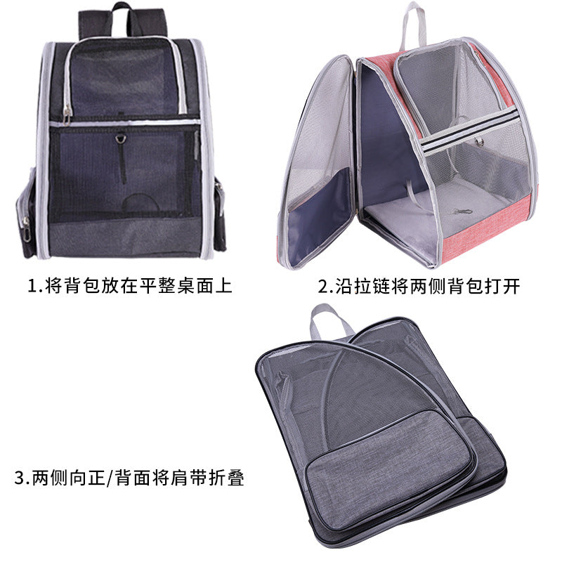 Cat Carrier for Spring and Summer, Large Capacity Pet Carrier for Carrying on the Back, Portable Handbag, Foldable Dog Carrier, Breathable for Dogs