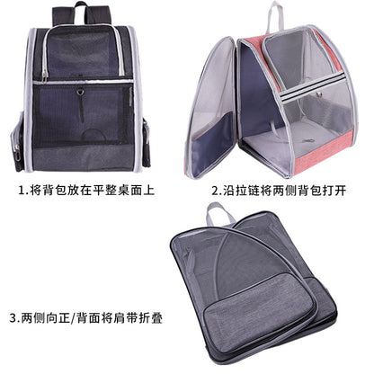 Cat Carrier for Spring and Summer, Large Capacity Pet Carrier for Carrying on the Back, Portable Handbag, Foldable Dog Carrier, Breathable for Dogs