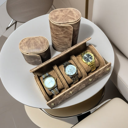 Retro Crazy Horse Pattern Genuine Leather Texture Pu Leather Watch Storage Box 1 2 3 Watch Positions Watch Box Gift Box