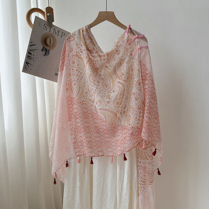 Antique Chinese Style Ethnic Style Scarf Summer Temperament Sunscreen Buckle Shawl Cardigan Decoration Travel Photograph