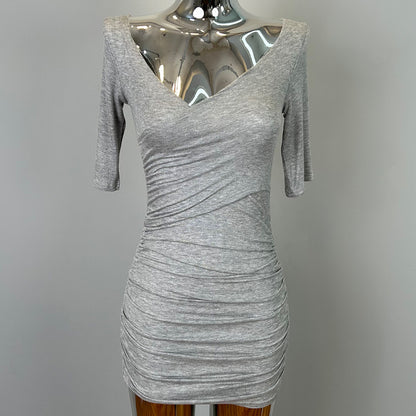 South Korea Dongdaemun New Sexy Feminine V-Neck Pleated Bag Hip Mid-Sleeve dress Figure