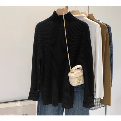 2024 Half-high Collar Western-style High-end Knitted Base Shirt Women's Autumn and Winter Unique and Beautiful Inner Slim-fit Small Top