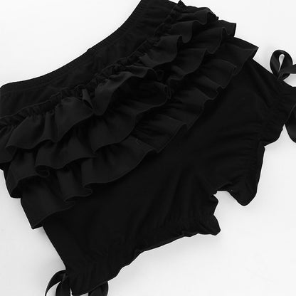 AltGoth Mall Goth Hotsweet Shorts Women Aesthetic Y2k E-girl Cute Sweet Fairycore Grunge Lace Bow Patchwork High Waist Shorts