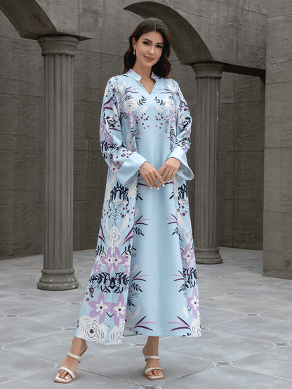 Sw0829 Cross-Border Women's Printed Robe European and American Amazon Foreign Trade Jalabiya Dress