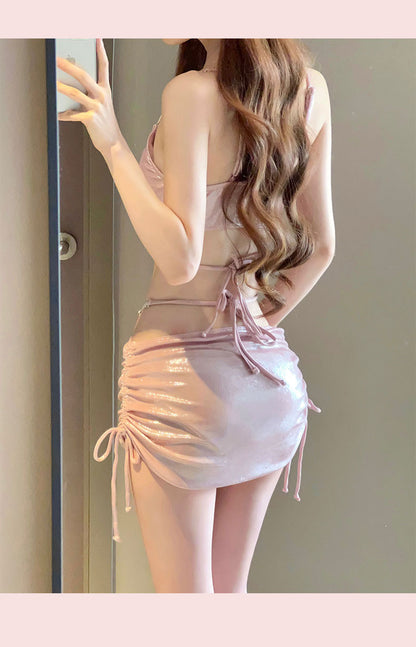 2025 New Bikini Swimsuit Female Sexy Three-Piece Set Rhinestone High-End Split Seaside Resort Hot Spring Swimsuit