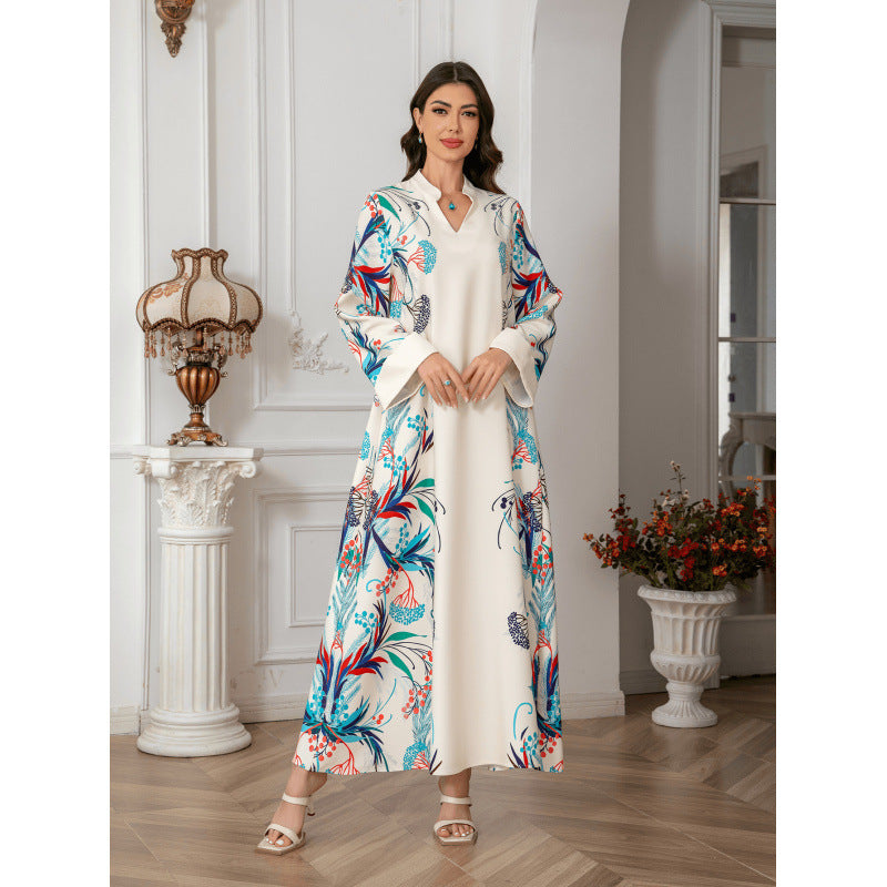 Sw0814 Cross-Border Women's Clothing Long Robe European and American Women's Long Dress Abayas Cross-Border Women's Clothing