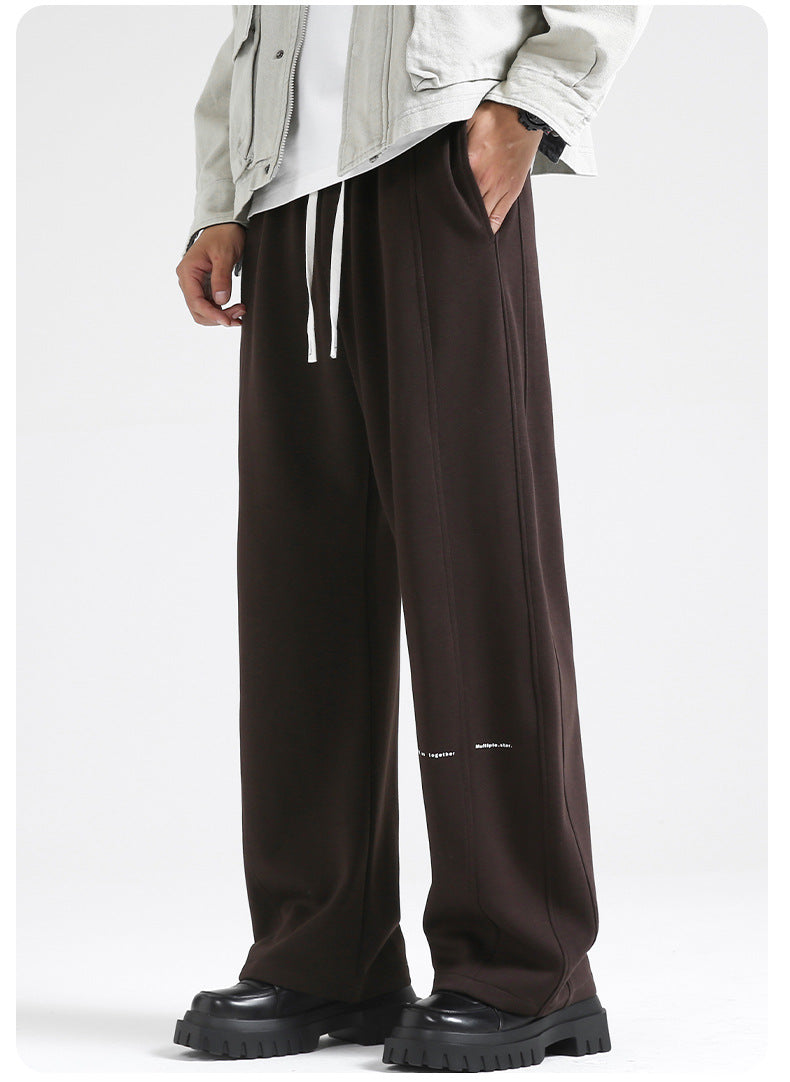 Fall/Winter Machete Pants Men's New Fashionable Brand Loose Wide-leg Sports Pants Sweatshirt Pants Dipper Straight Pants fleece-lined Casual Pants