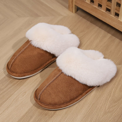 Shevalues Fashion Fur Slippers Women Fluffy Winter House Shoes Memory Foam Fuzzy Slippers Short Plush Slipper Indoor And Outdoor
