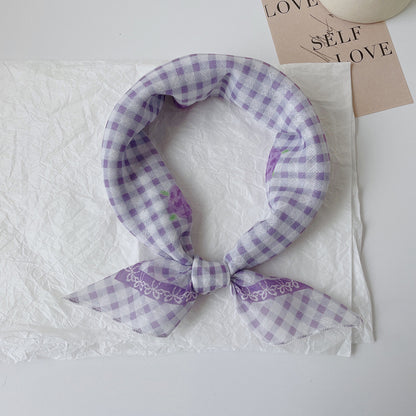 Upgraded Japanese cotton and linen square scarf 58x58 breathable all-match pastoral style floral photo matching scarf headscarf for women
