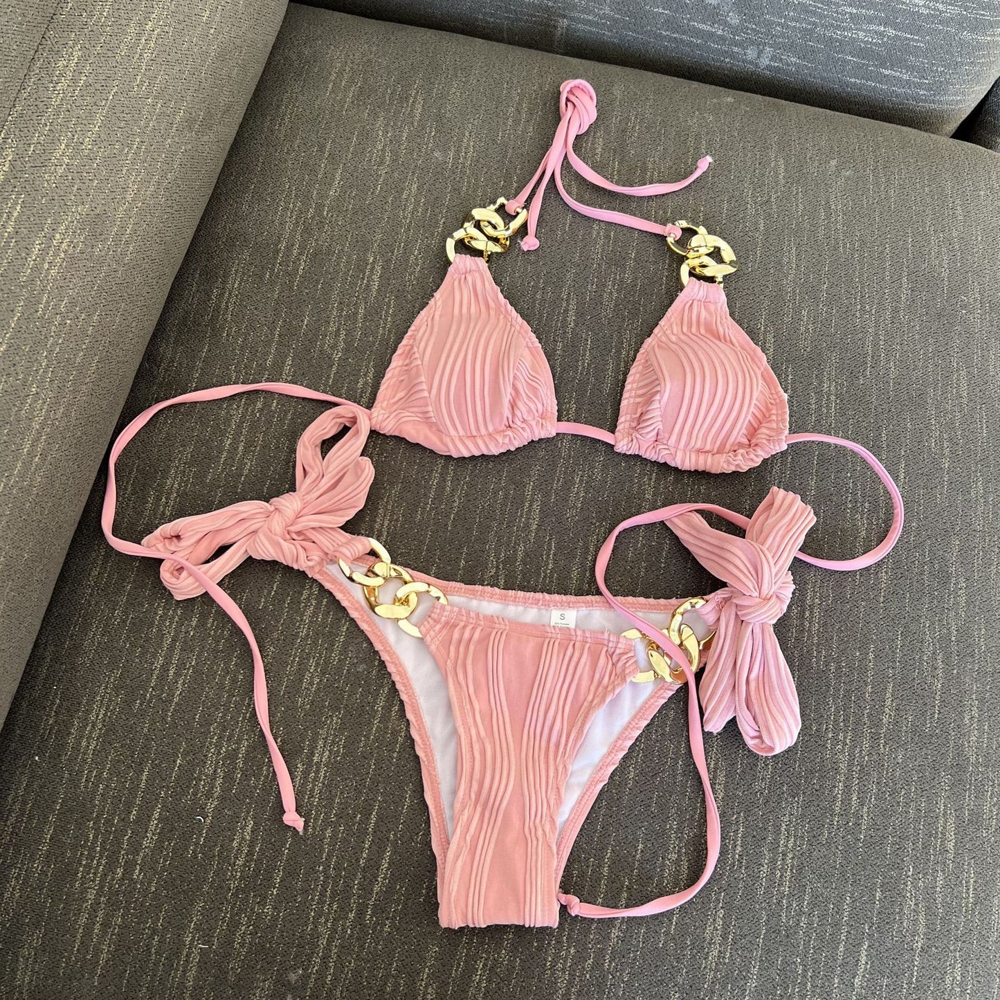 2025 European and American Sexy New Split Swimsuit Chain Bikini Swimsuit Bikini Cross-Border Export Amazon