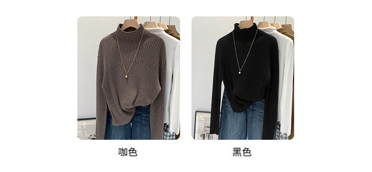 2024 Half-high Collar Western-style High-end Knitted Base Shirt Women's Autumn and Winter Unique and Beautiful Inner Slim-fit Small Top