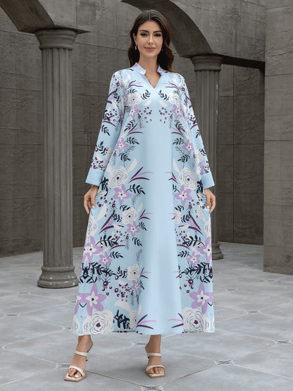 Sw0829 Cross-Border Women's Printed Robe European and American Amazon Foreign Trade Jalabiya Dress