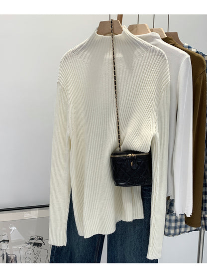 2024 Half-high Collar Western-style High-end Knitted Base Shirt Women's Autumn and Winter Unique and Beautiful Inner Slim-fit Small Top