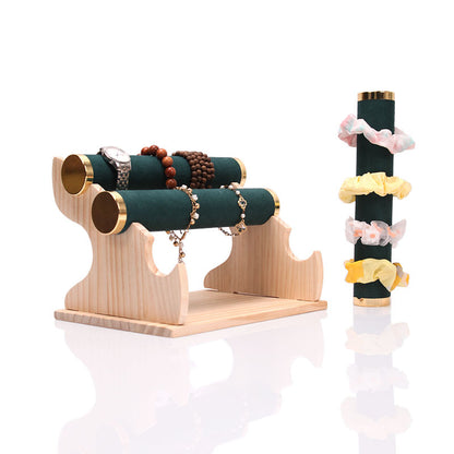 Solid Wood Gold Bracelet Bracelet Display Stand Watch Head Flower Hair Band Necklace Jewelry Storage Rack Live Broadcast Display Props