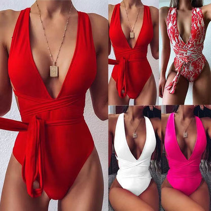 Manufacturer Export Multi-Color Sexy Belly-Covering One-Piece Swimsuit Women's Strappy One-Piece Bikini Z0708 Skin-Friendly